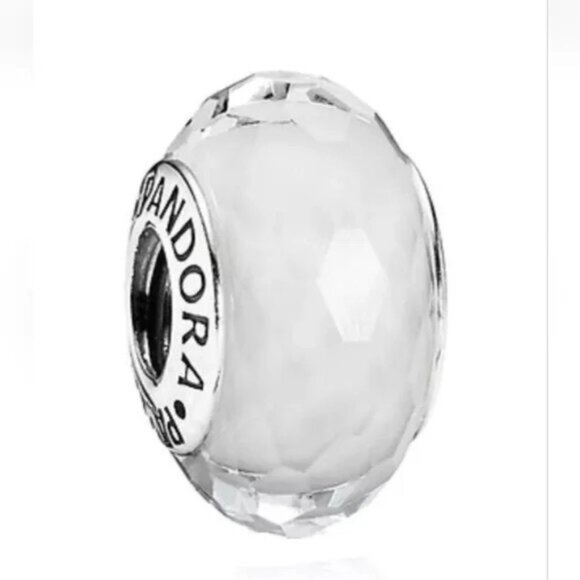 Pandora White Faceted Murano Glass Charm - Picture 1 of 3